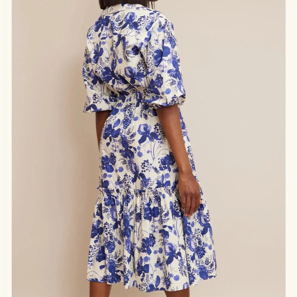 Cara Cara Hutton Dress in Evening Blue Hanging Orchids *NEW* - Picture 2 of 4